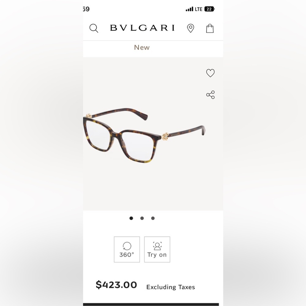 Bvlgari frame ONLY
